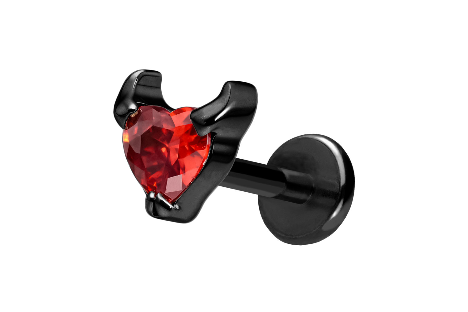 Titan Labret Piercing mit Push Fit TEUFELSHERZ